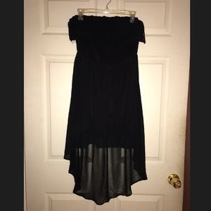 Black Hi Lo Strapless Dress